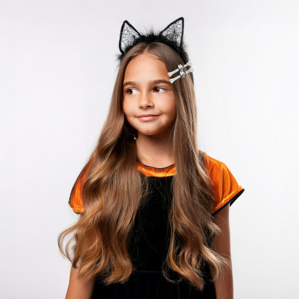 Sponky do vlasů, halloweenské ozdoby, doplněk k kostýmu, vzor s lebkami, kostlivec, sada 2 ks.