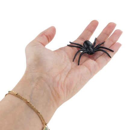 Umělé pavouky, černé, halloweenské dekorace, černá tarantule, sada 8 ks, 8 cm