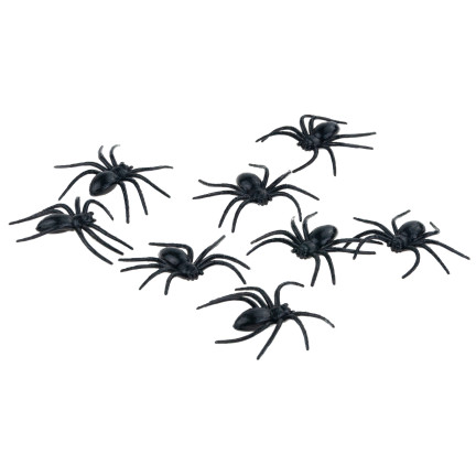 Umělé pavouky, černé, halloweenské dekorace, černá tarantule, sada 8 ks, 8 cm