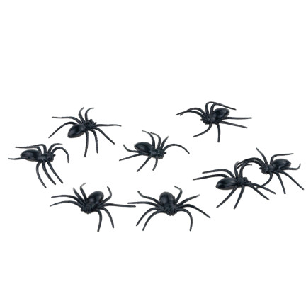 Umělé pavouky, černé, halloweenské dekorace, černá tarantule, sada 8 ks, 8 cm