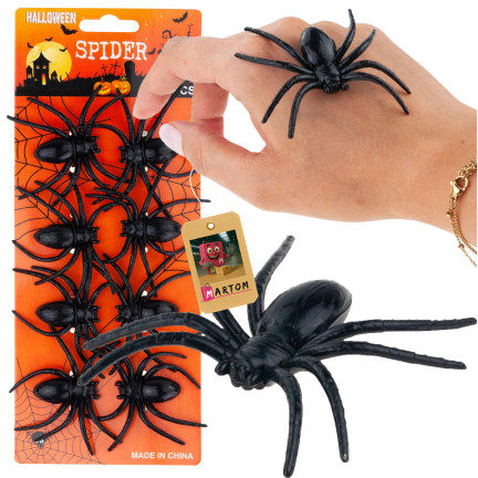 Umělé pavouky, černé, halloweenské dekorace, černá tarantule, sada 8 ks, 8 cm