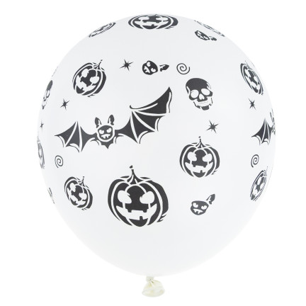 Latexové balónky, směs barev, směs vzorů, s halloweenským motivem, s dýněmi, sada 6 ks.