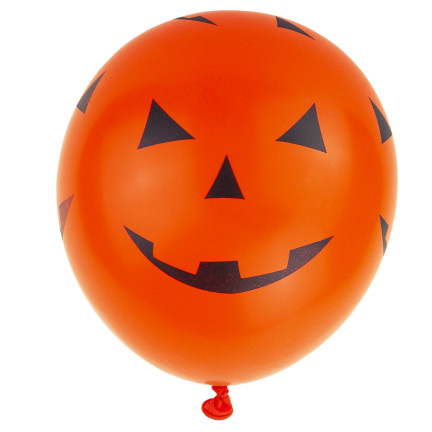Latexové balónky, směs barev, směs vzorů, s halloweenským motivem, s dýněmi, sada 6 ks.