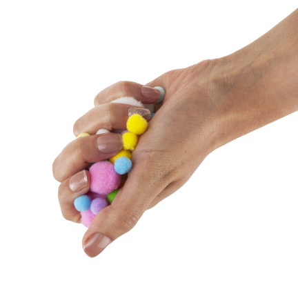 Kreativní plyšové pompony, různé barvy, různé velikosti, pastelové, 1–3 cm, sada 450 ks.