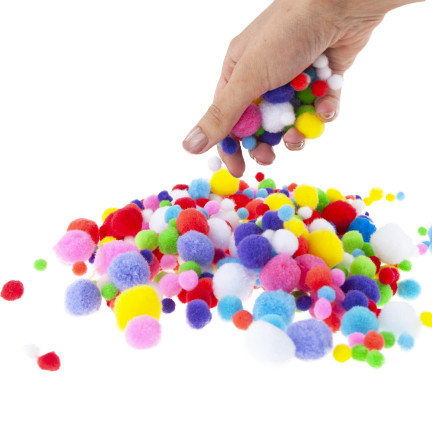 TG80414 DECORATIVNÍ BUNTE PLÜSCH-BOMMELN 450 STÜCK 1-3CM