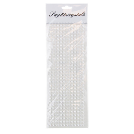 Samolepicí perličky, samolepky s krystálky, perleťové, v blistru, 6 mm, sada 400 ks.