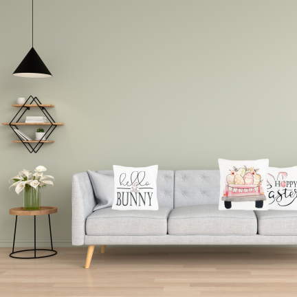 TG81305 – sada velikonočních sametových povlaků 45 × 45 cm, 4 ks, s ozdobnými zajíčky
