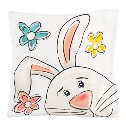 TG81308 – sada velikonočních povlaků z veluru, 45 × 45 cm, 4 ks, s motivem dekorativních zajíčků