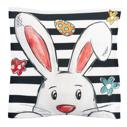 TG81308 – sada velikonočních povlaků z veluru, 45 × 45 cm, 4 ks, s motivem dekorativních zajíčků
