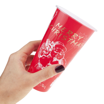 TG81343 vánoční plastový hrnek na opakované použití, 450 ml, s motivem Santa Clause
