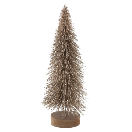 TG81561 zlatý ozdobný vánoční stromeček s brokátem – elegantní vánoční dekorace, 26 cm