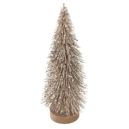 TG81561 zlatý ozdobný vánoční stromeček s brokátem – elegantní vánoční dekorace, 26 cm