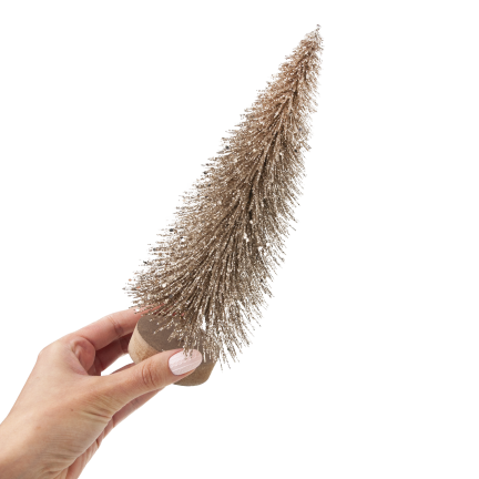 TG81561 zlatý ozdobný vánoční stromeček s brokátem – elegantní vánoční dekorace, 26 cm