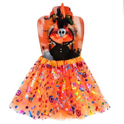 TG83794 halloweenská tylová sukýnka + čelenka / fascinátor