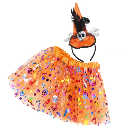 TG83794 halloweenská tylová sukýnka + čelenka / fascinátor