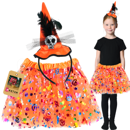 TG83794 halloweenská tylová sukýnka + čelenka / fascinátor