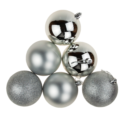 TG63172-1 STŘÍBRNÉ BOMBY CHOINK SET 6cm 6PERSON NON-BREAKING CHOIN BOMBES