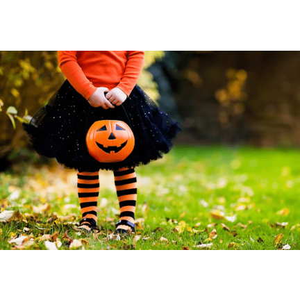 Kbelíček na sladkosti a bonbóny, plastový, oranžový, ve tvaru dýně, s uchem, halloweenská dekorace, průměr 15 cm