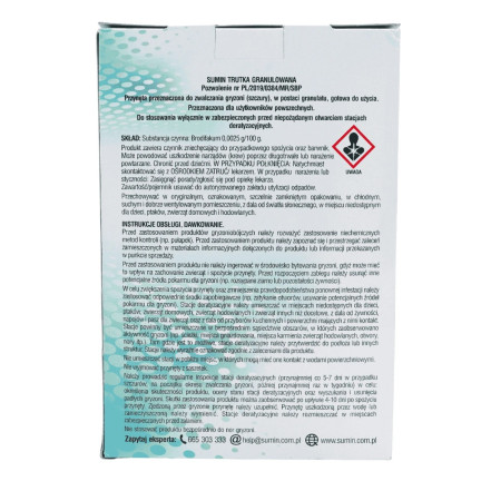 Granulovaný jed na myši, hlodavce a krysy, 25 ppm, balení Sumin 480 g (4 × 120 g)