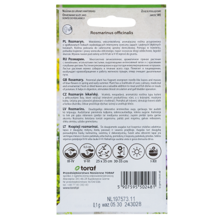 Z3028 ROZMARÝN AROMATICKÝ TRVALKA SEMENA TRVALKA 0,1G