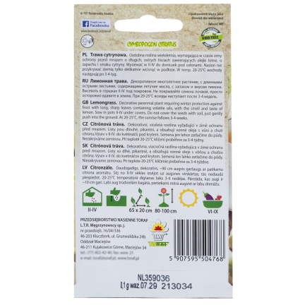 Z3034 SEMÍNKA PERLINA CITRONOVÉ TRÁVY ZDRAVOTNÍ VLASTNOSTI 0,1G