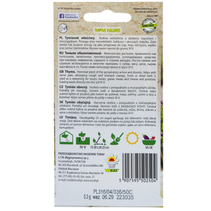 Z3035 THYMÁN SPRÁVNÁ SEMENA BYLINA KOŘENÍ AROMATICKÉ 0,3G