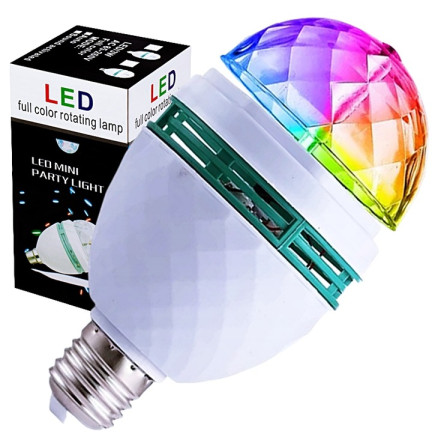 TG80287 diskotéková koule, LED žárovka, disco projektor, otočný, na večírky