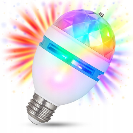 TG80287 diskotéková koule, LED žárovka, disco projektor, otočný, na večírky