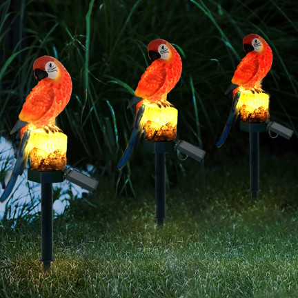 TG71280 solární lampa ve tvaru papouška, zapichovací zahradní LED lampa se solárním senzorem soumraku