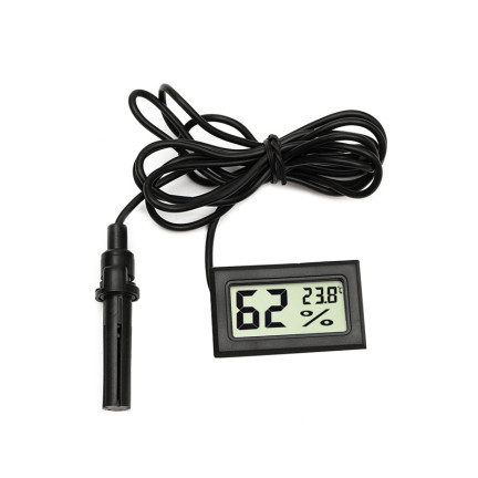 ZW9 elektronický teploměr s LCD displejem a sondou, panelový, s hodinami