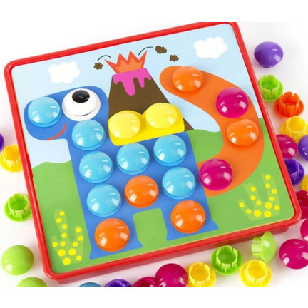 TG67283 skládanka s knoflíky, vzdělávací mozaika, houbičky, puzzle, špendlíky, montessori hra