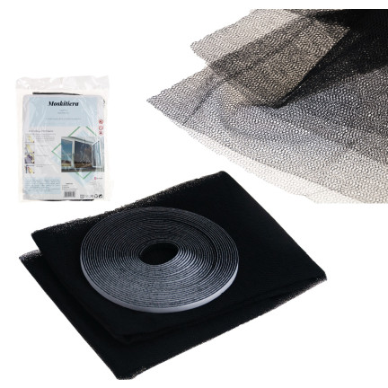 ZZ80 síť proti hmyzu na okno 130x150 + suchý zip, černá, proti hmyzu a komárům